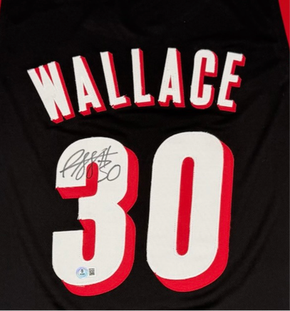 Rasheed Wallace Autographed Portland Trail Blazers Black Custom Basketball Jersey Beckett CoA.