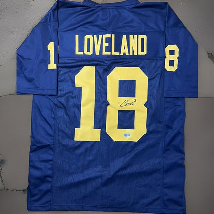 Colston Loveland Signed Custom Blue Jersey Michigan Wolverines Beckett COA