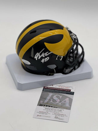 Kalel Mullings Signed Michigan Wolverines Mini Helmet JSA WITNESS COA