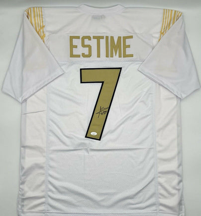 Audric Estime Signed Notre Dame White Custom Jersey JSA COA