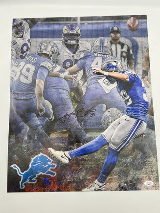 Jake Bates Autographed 16x20 Detroit Lions Photo JSA CoA.