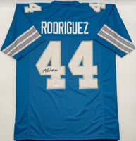 Malcolm Rodriguez Autographed Detroit Lions Blue Custom Football Jersey JSA CoA.