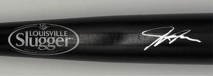 Justyn-Henry Malloy Autographed Black Louisville Slugger Pro Stock 34" Wooden Baseball Bat Beckett CoA.