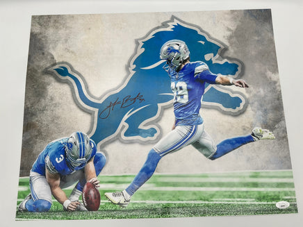 Jake Bates Autographed 16x20 Detroit Lions Photo JSA CoA.