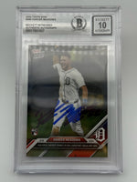 Parker Meadows Autographed Detroit Tigers Rookie Baseball Card Beckett CoA.