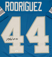Malcolm Rodriguez Autographed Detroit Lions Blue Custom Football Jersey JSA CoA.