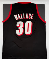 Rasheed Wallace Autographed Portland Trail Blazers Black Custom Basketball Jersey Beckett CoA.