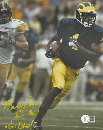 Braylon Edwards Autographed & Inscribed 8x10 Michigan Wolverines Photo Beckett CoA.