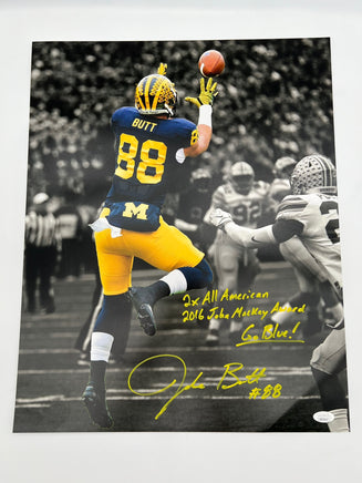 Jake Butt Autographed & Inscribed 16x20 Michigan Wolverines Photo JSA CoA.