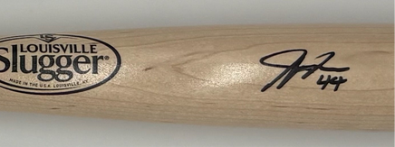 Justyn-Henry Malloy Autographed Ash Louisville Slugger Pro Stock 34" Wooden Baseball Bat Beckett CoA.