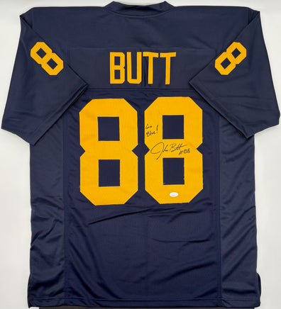 Jake Butt Autographed & Inscribed Michigan Wolverines Navy Custom Football Jersey JSA CoA.