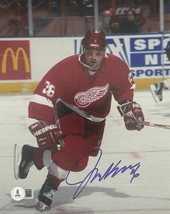 Joe Kocur Autographed 8x10 Detroit Red Wings Photo Beckett CoA.