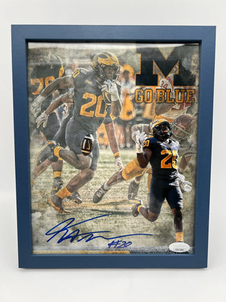 Kalel Mullings Autographed 8x10 Framed Michigan Wolverines Photo JSA CoA.