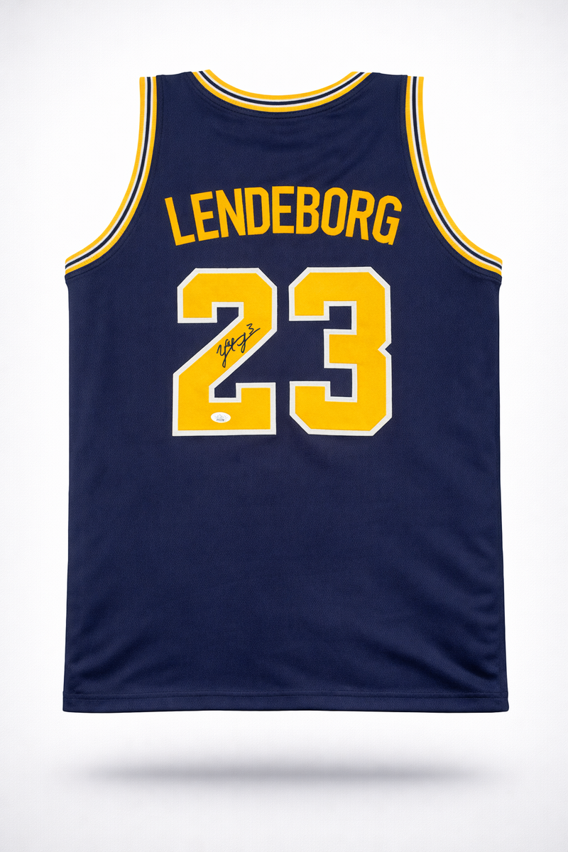 Yaxel Lendeborg Autographed Michigan Wolverines Navy Custom