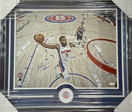 Malik Beasley Autographed 16x20 Framed Detroit Pistons Photo JSA CoA