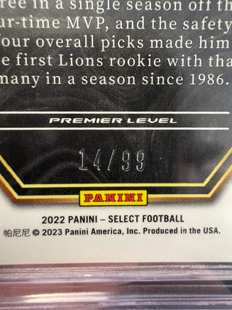 Kerby Joseph Autographed Detroit Lions Football Card Beckett Authenticated Auto Grade 10 /99.