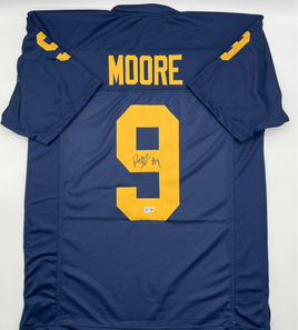 Rod Moore Autographed Michigan Wolverines Navy Custom Football Jersey Beckett CoA