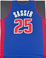 Marcus Sasser Autographed Detroit Pistons Navy Custom Basketball Jersey JSA CoA