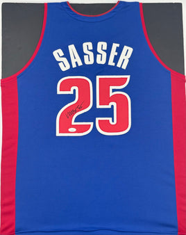 Marcus Sasser Autographed Detroit Pistons Navy Custom Basketball Jersey JSA CoA