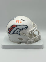 RJ Harvey Autographed White Denver Broncos Mini Football Helmet JSA CoA