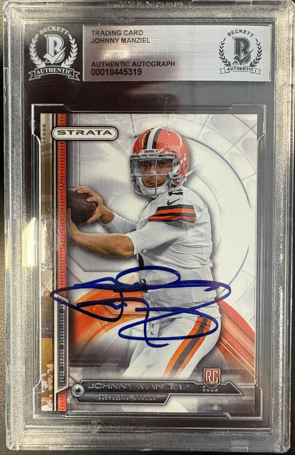 Johnny Manziel Autographed Cleveland Browns Football Card Beckett Authenticated Auto