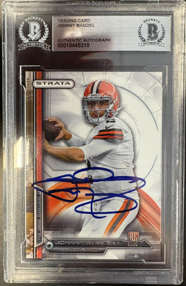 Johnny Manziel Autographed Cleveland Browns Football Card Beckett Authenticated Auto