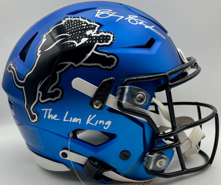 Barry Sanders Autographed & Inscribed Detroit Lions Alternate Full-Size Flex Football Helmet Schwartz CoA.