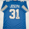 Kerby Joseph Autographed Detroit Lions Blue Custom Football Jersey JSA CoA