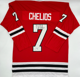 Chris Chelios Autographed Chicago Blackhawks Custom Hockey Jersey Beckett CoA