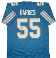 Derrick Barnes Autographed Detroit Lions Blue Custom Football Jersey JSA CoA.