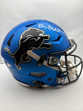 Barry Sanders Autographed & Inscribed Detroit Lions Alternate Full-Size Flex Football Helmet Schwartz CoA
