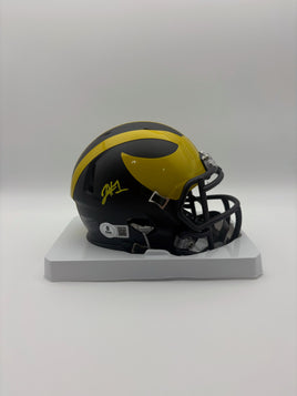 Jaishawn Barham Autographed Michigan Wolverines Mini Football Helmet Beckett CoA
