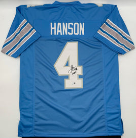 Jason Hanson Autographed Detroit Lions Blue Custom Football Jersey Beckett CoA.