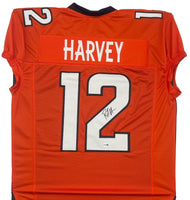 RJ Harvey Autographed Orange Denver Broncos Custom Game Cut Football Jersey JSA CoA