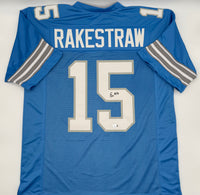 Ennis Rakestraw Jr. Autographed Detroit Lions Blue Custom Football Jersey Beckett CoA