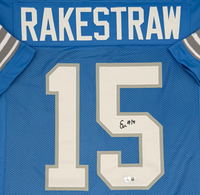 Ennis Rakestraw Jr. Autographed Detroit Lions Blue Custom Football Jersey Beckett CoA
