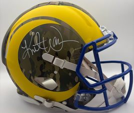 Kurt Warner Autographed Los Angeles Rams Camouflage Full-Size Authentic Football Helmet Beckett CoA