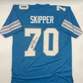 Dan Skipper Autographed Detroit Lions Blue Custom Football Jersey JSA CoA