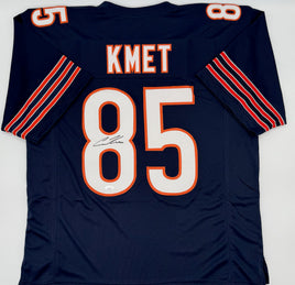 Cole Kmet Autographed Chicago Bears Navy Custom Football Jersey JSA CoA.