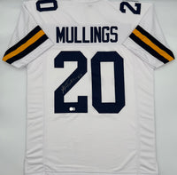 Kalel Mullings Autographed Michigan Wolverines White Custom Football Jersey Beckett CoA.