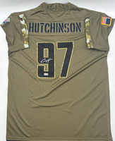 Aidan Hutchinson Autographed Detroit Lions Salute To Service Custom Football Jersey Beckett CoA