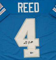 DJ Reed Autographed Detroit Lions Blue Custom Football Jersey Beckett CoA