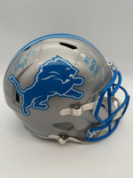 Kerby Joseph Autographed & Inscribed Detroit Lions Speed Full-Size Replica Football Helmet JSA CoA