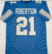 Amik Robertson Autographed Detroit Lions Blue Custom Football Jersey Beckett CoA