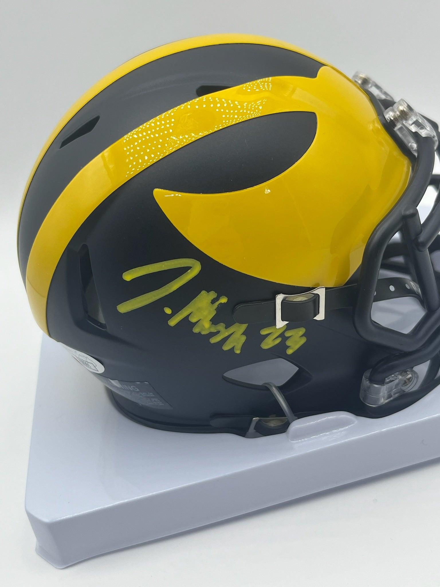 beanie that looks like a football helmet Jordan Marshall Autographed Michigan Wolverines Mini Football Helmet JSA CoA
