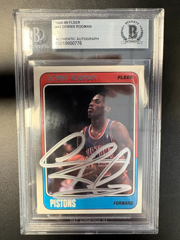 Dennis Rodman Autographed Detroit Pistons Basketball Card Beckett Authenticated