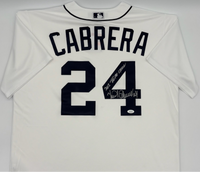 Miguel Cabrera Autographed & Inscribed Detroit Tigers Authentic White Nike Baseball Jersey JSA CoA