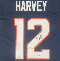 RJ Harvey Autographed Navy Denver Broncos Custom Game Cut Football Jersey JSA CoA