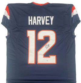 RJ Harvey Autographed Navy Denver Broncos Custom Game Cut Football Jersey JSA CoA