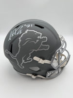 Amik Robertson Autographed Detroit Lions Slate Full-Size Replica Football Helmet Beckett CoA